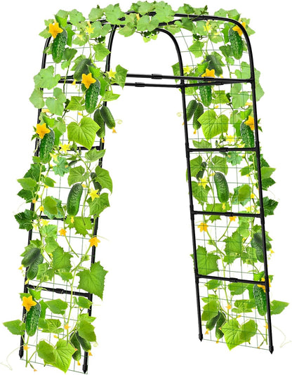 7FT Garden Trellis Arch for Climbing Plants – Tall Outdoor Metal Trellis for Vegetables, Peas, Tomatoes,﻿ Cucumber Trellis Arch & Vertical Garden Climber Plant Support for Vine Plants
