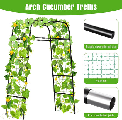 7FT Garden Trellis Arch for Climbing Plants – Tall Outdoor Metal Trellis for Vegetables, Peas, Tomatoes,﻿ Cucumber Trellis Arch & Vertical Garden Climber Plant Support for Vine Plants