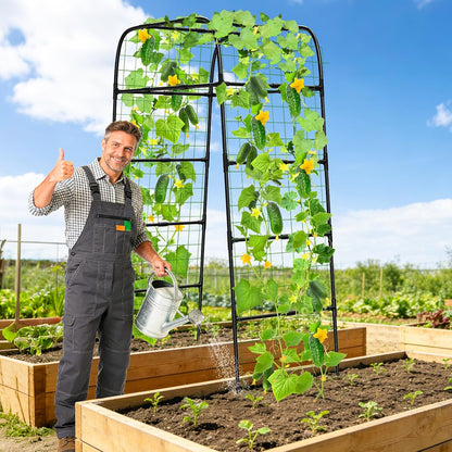 7FT Garden Trellis Arch for Climbing Plants – Tall Outdoor Metal Trellis for Vegetables, Peas, Tomatoes,﻿ Cucumber Trellis Arch & Vertical Garden Climber Plant Support for Vine Plants