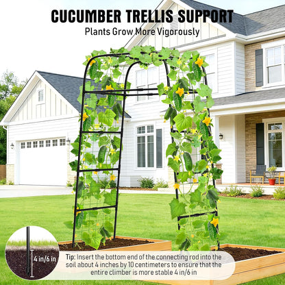 7FT Garden Trellis Arch for Climbing Plants – Tall Outdoor Metal Trellis for Vegetables, Peas, Tomatoes,﻿ Cucumber Trellis Arch & Vertical Garden Climber Plant Support for Vine Plants