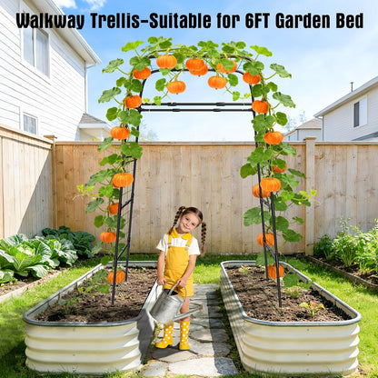 7FT Garden Trellis Arch for Climbing Plants – Tall Outdoor Metal Trellis for Vegetables, Peas, Tomatoes,﻿ Cucumber Trellis Arch & Vertical Garden Climber Plant Support for Vine Plants