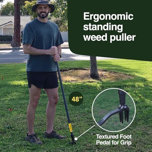 Rocklin™ Stand Up Weed Puller, 4-Claw Steel Head, 48" Handle
