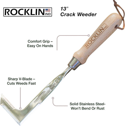 Rocklin™ Stand Up Weed Puller, 4-Claw Steel Head, 48" Handle