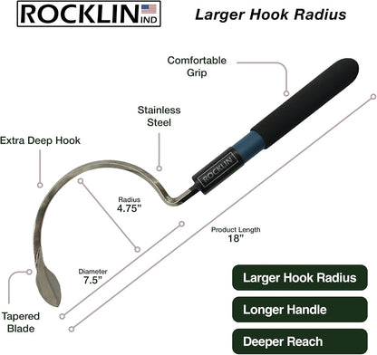 Rocklin™ Stand Up Weed Puller, 4-Claw Steel Head, 48" Handle