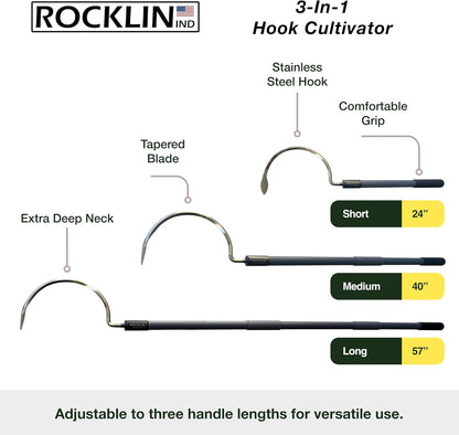 Rocklin™ Stand Up Weed Puller, 4-Claw Steel Head, 48" Handle