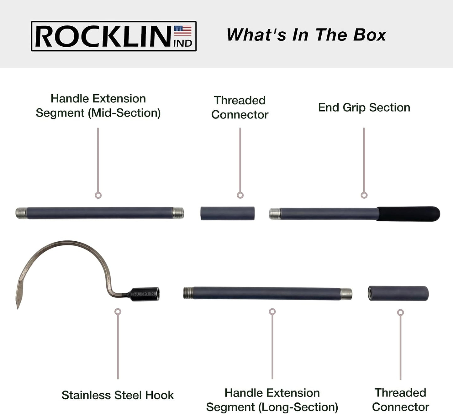 Rocklin™ Stand Up Weed Puller, 4-Claw Steel Head, 48" Handle