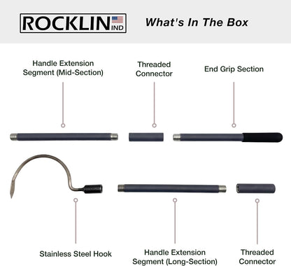 Rocklin™ Stand Up Weed Puller, 4-Claw Steel Head, 48" Handle