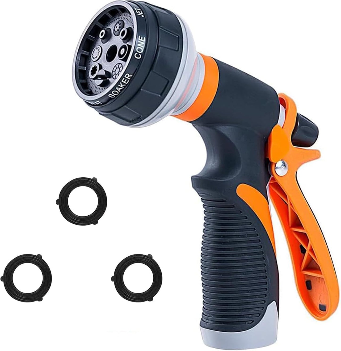 Garden Hose Nozzle,New Upgraded Version High-Pressure 8 Spray Patterns Adjustable Hose Sprayer Nozzle,ABS Slip Resistant,Water Hose Nozzle for Plant Watering,Car Wash,Showering Pets,Outdoor Fun
