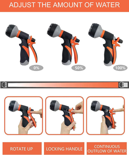 Garden Hose Nozzle,New Upgraded Version High-Pressure 8 Spray Patterns Adjustable Hose Sprayer Nozzle,ABS Slip Resistant,Water Hose Nozzle for Plant Watering,Car Wash,Showering Pets,Outdoor Fun