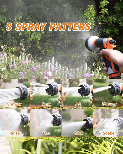 Garden Hose Nozzle,New Upgraded Version High-Pressure 8 Spray Patterns Adjustable Hose Sprayer Nozzle,ABS Slip Resistant,Water Hose Nozzle for Plant Watering,Car Wash,Showering Pets,Outdoor Fun