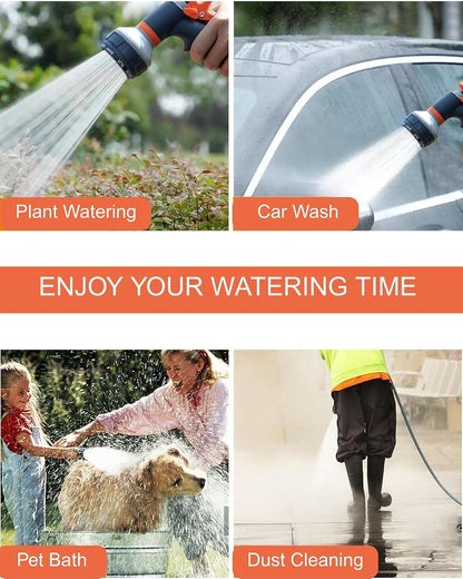 Garden Hose Nozzle,New Upgraded Version High-Pressure 8 Spray Patterns Adjustable Hose Sprayer Nozzle,ABS Slip Resistant,Water Hose Nozzle for Plant Watering,Car Wash,Showering Pets,Outdoor Fun