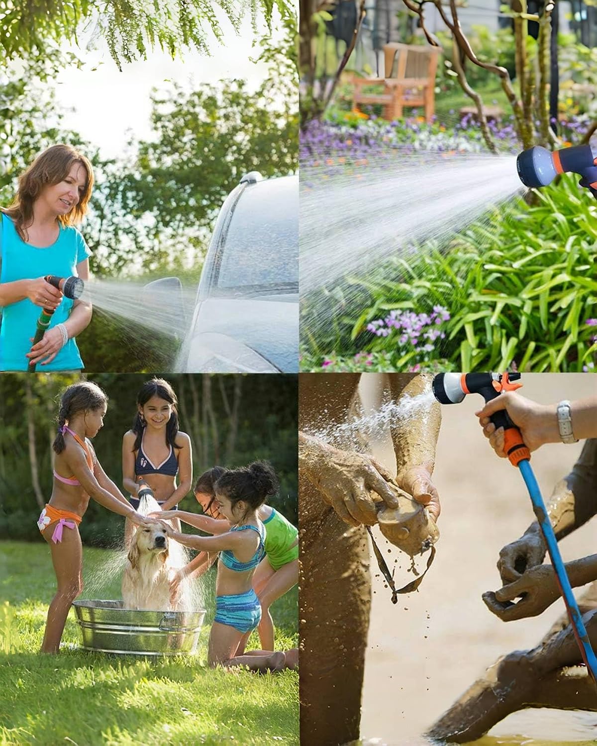 Garden Hose Nozzle,New Upgraded Version High-Pressure 8 Spray Patterns Adjustable Hose Sprayer Nozzle,ABS Slip Resistant,Water Hose Nozzle for Plant Watering,Car Wash,Showering Pets,Outdoor Fun