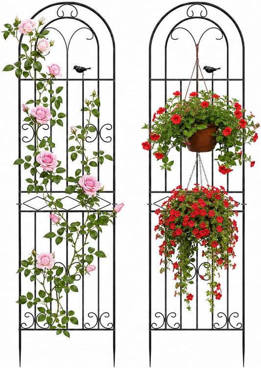 2 Pack 78.7" x 19.6" Iron Arch Decoration Garden Trellis, Metal Climbing Plant Trellis for Heavy Vines, Roses, Flowers, and Vegetables, Perfect for Gardens, Lawns.