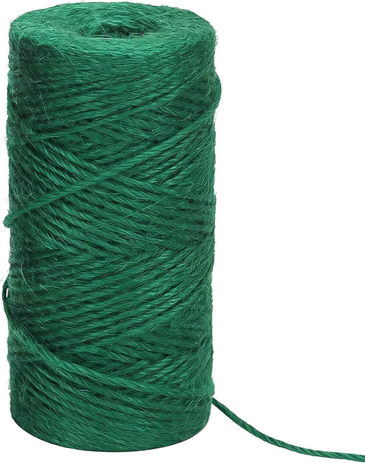 Green Natural Jute Twine, 328 Feet Garden Twine String for Gardening Jute Rope String Garden Plant Ties String 2mm Hemp Rope Garden Twine for Climbing Plants Tomatoes DIY Crafts Projects Gift Wrapping