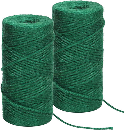 Green Natural Jute Twine, 328 Feet Garden Twine String for Gardening Jute Rope String Garden Plant Ties String 2mm Hemp Rope Garden Twine for Climbing Plants Tomatoes DIY Crafts Projects Gift Wrapping