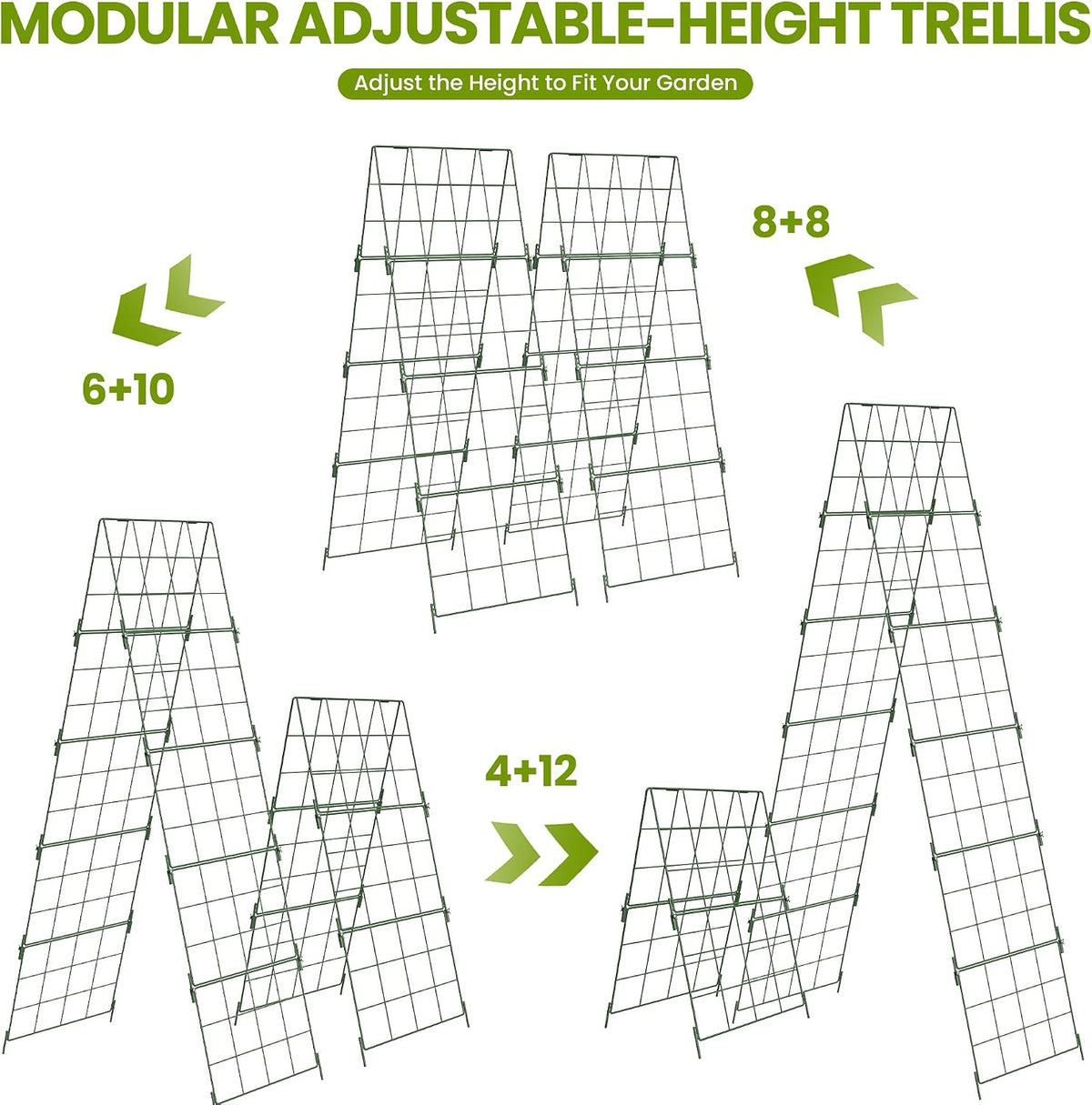 2 Pack Heavy Duty Adjustable A-Frame Trellis for Climbing Plants,48"x16", Rust-Proof Metal Garden Trellis with Dense Grid, Ideal for Raised Beds, Cucumbers, Tomatoes, Beans, and Outdoor Vines (2 Pcs)