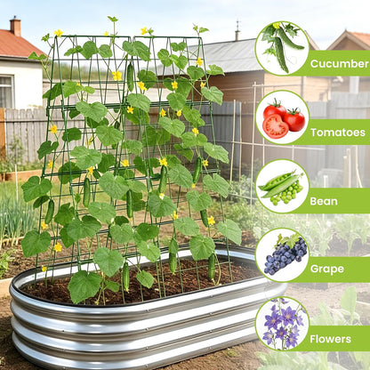 2 Pack Heavy Duty Adjustable A-Frame Trellis for Climbing Plants,48"x16", Rust-Proof Metal Garden Trellis with Dense Grid, Ideal for Raised Beds, Cucumbers, Tomatoes, Beans, and Outdoor Vines (2 Pcs)