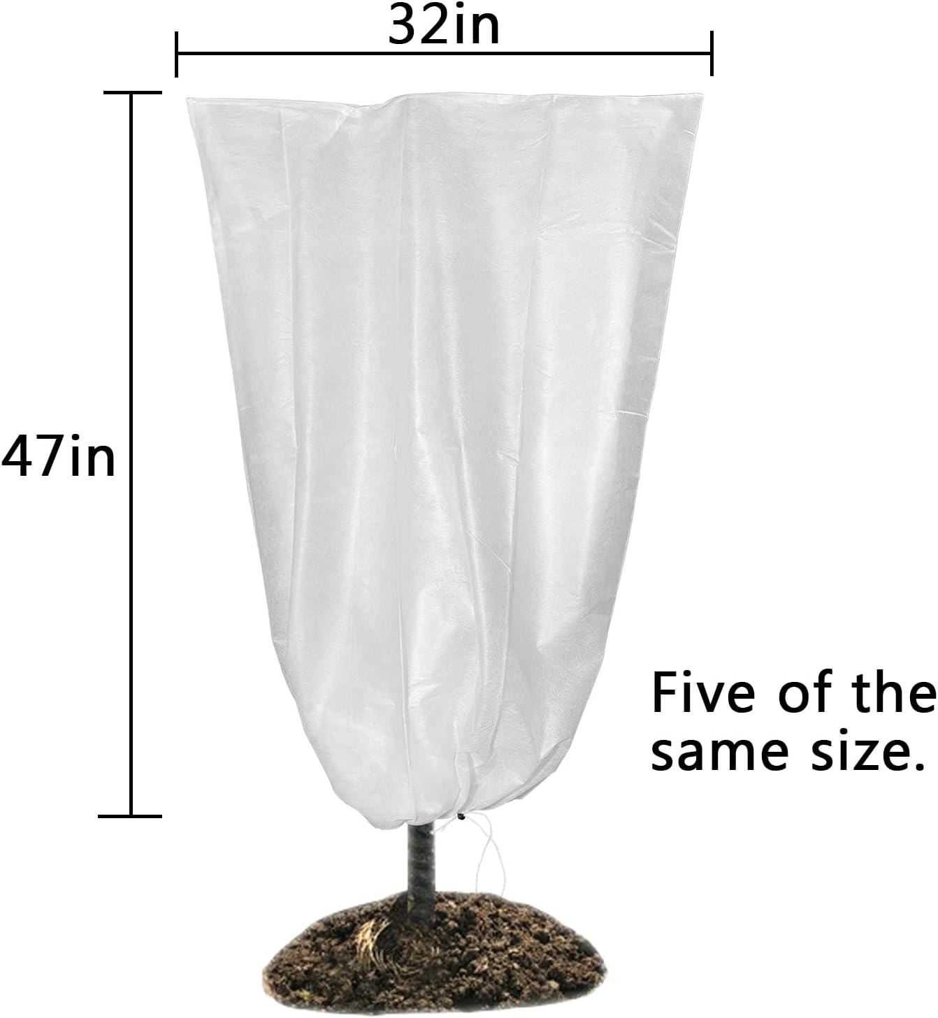 Winter Plant Covers Freeze Protection 32x47 Inch Garden Frost Tree Blanket Shrub Covers with Drawstring for Cold Weather Frost Protection Sun Protection (5 Pack)