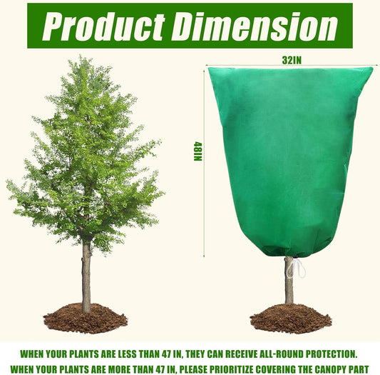 2 Pack 31" X 47"Plant Covers Freeze Protection,Thickened Plant Protection Cover Bags with Zipper Drawstring for Outdoor Winter Frost Cold Weather Shrubs Trees Covers,Frost Blanket from Wind and Pest