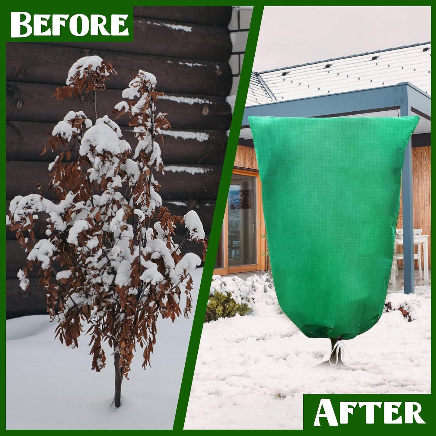 2 Pack 31" X 47"Plant Covers Freeze Protection,Thickened Plant Protection Cover Bags with Zipper Drawstring for Outdoor Winter Frost Cold Weather Shrubs Trees Covers,Frost Blanket from Wind and Pest