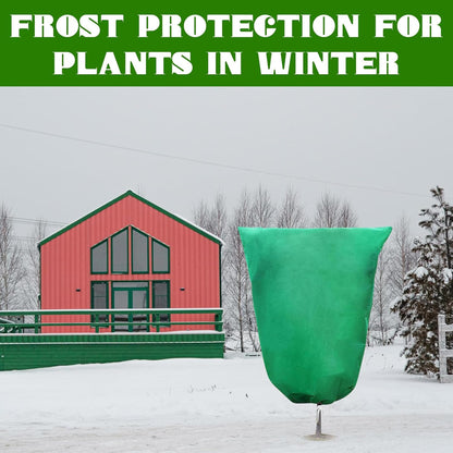 2 Pack 31" X 47"Plant Covers Freeze Protection,Thickened Plant Protection Cover Bags with Zipper Drawstring for Outdoor Winter Frost Cold Weather Shrubs Trees Covers,Frost Blanket from Wind and Pest