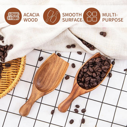 Wooden Coffee Scoop, 6.3 Inch Large Ground Coffee Scoop, Acacia Wood Wooden Scoop Coffee Spoons for Jars Canisters, Bath Salts, Tea, Sugar, Laundry Detergent