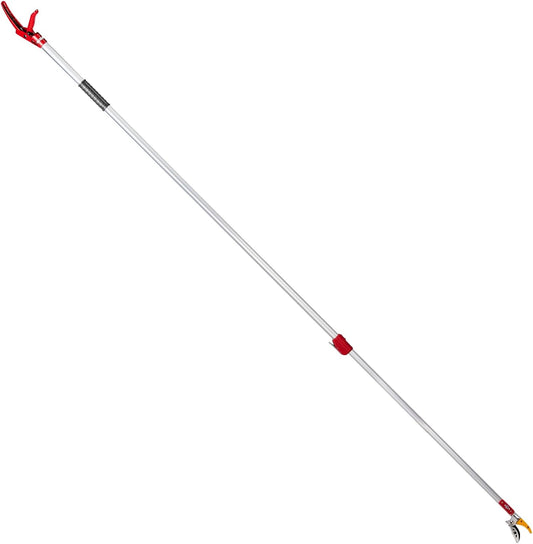 Telescopic Pole Pruner, 9.84FT Long Reach Tree Trimmer and Fruit Picker with Cut and Hold Feature, Extendable Aluminum Branch Cutter with Removable Saw Blade