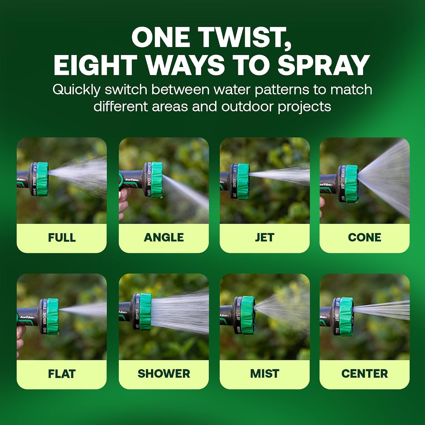 TCNZL8P Garden Hose Nozzle - 8 Pattern Thumb Control Water Spray