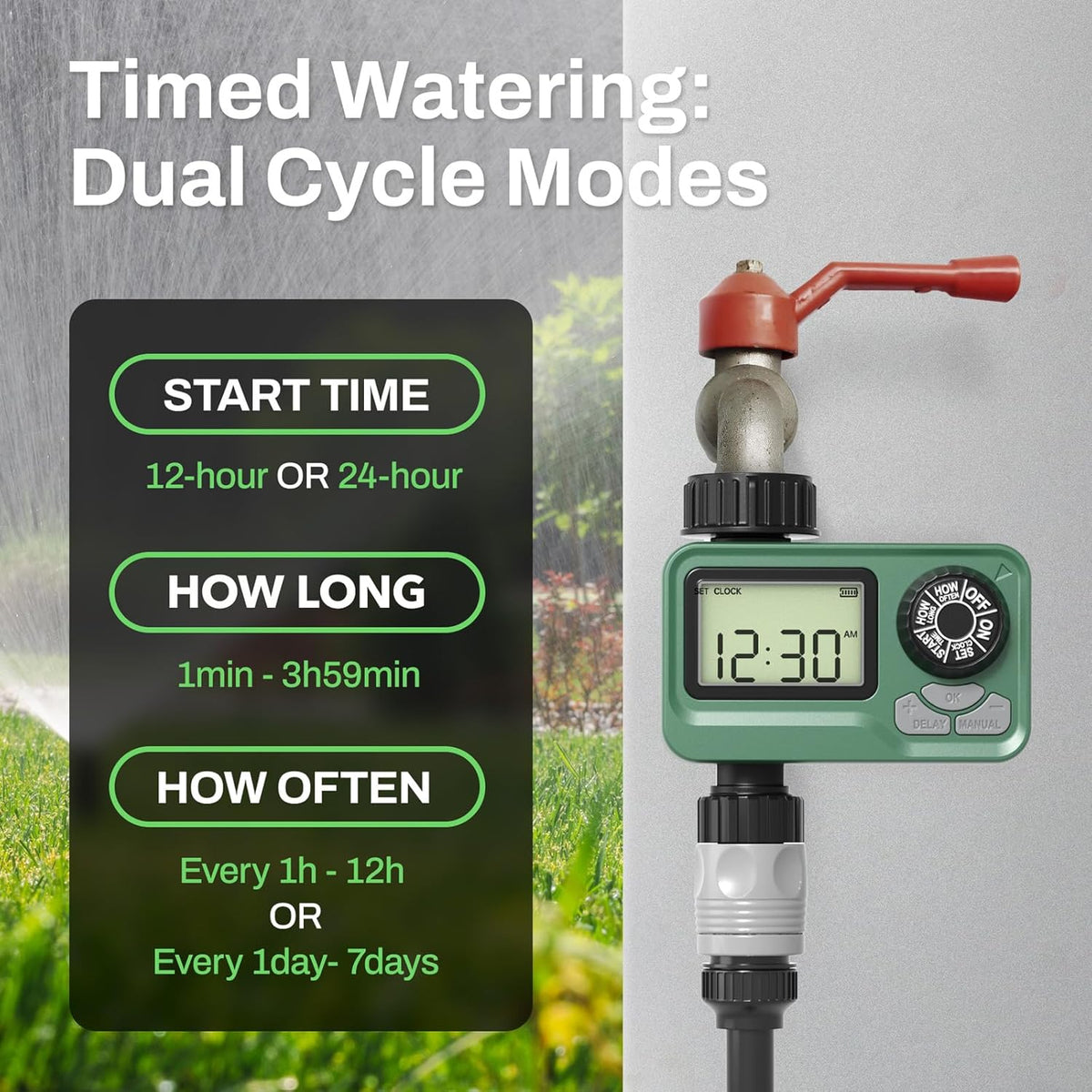 Outdoor Water Timer for Garden Hose, Programmable Sprinkler Timer