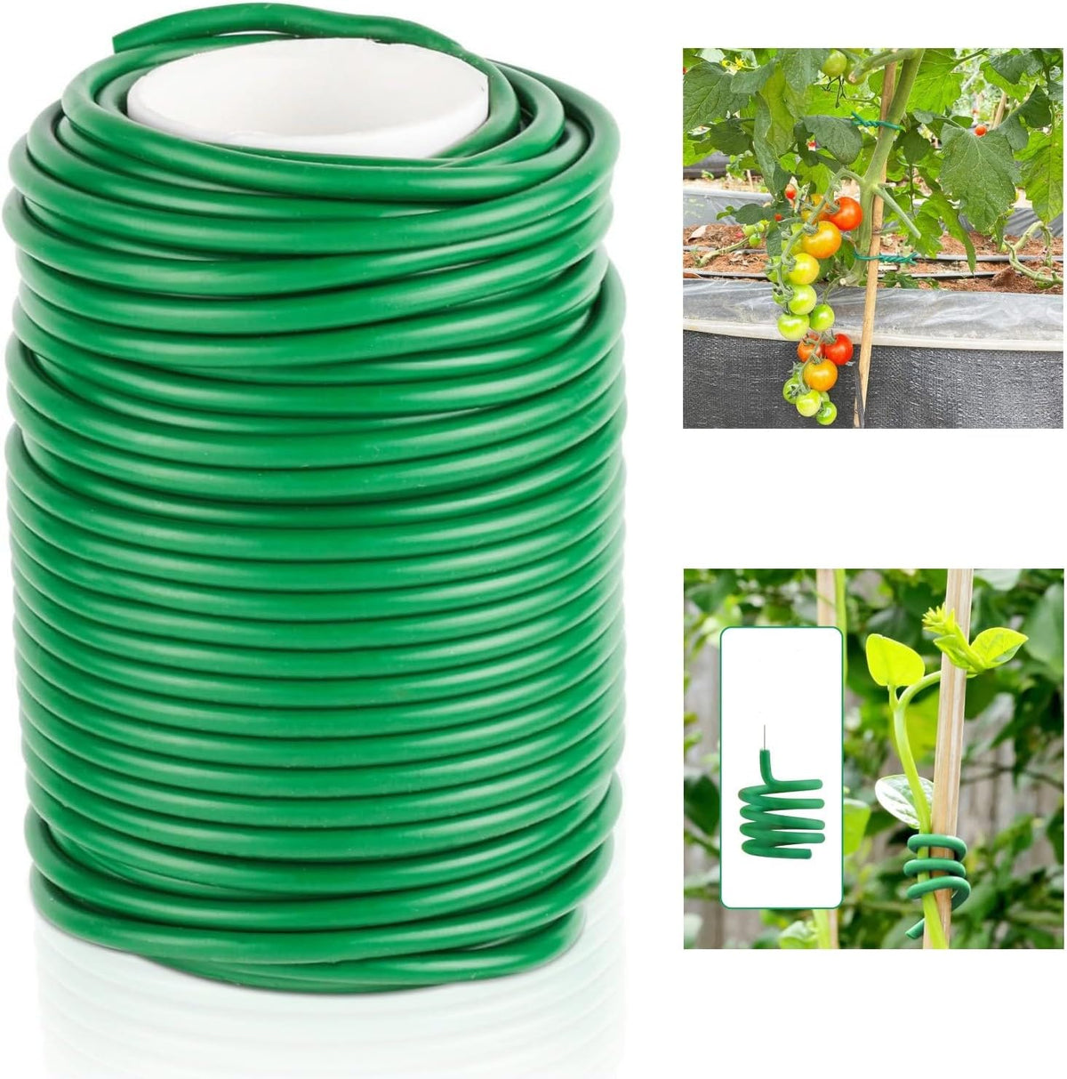 Soft Plant Ties Green Garden Twist Ties for Plants 65.6ft Reusable Rubber Garden Wire Plant Ties to Support Climbing Plants Indoor & Outdoor Vines Tomatoes Office Home Organizing (65.6feet * 3.5mm).