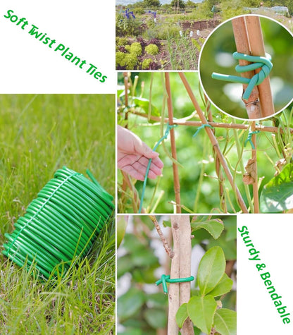 Soft Plant Ties Green Garden Twist Ties for Plants 65.6ft Reusable Rubber Garden Wire Plant Ties to Support Climbing Plants Indoor & Outdoor Vines Tomatoes Office Home Organizing (65.6feet * 3.5mm).
