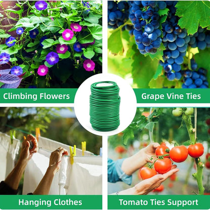 Soft Plant Ties Green Garden Twist Ties for Plants 65.6ft Reusable Rubber Garden Wire Plant Ties to Support Climbing Plants Indoor & Outdoor Vines Tomatoes Office Home Organizing (65.6feet * 3.5mm).