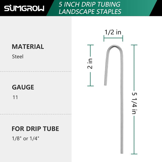 120 Pack Drip Irrigation Stakes for 1/4 or 1/8 Tubing, Metal Staples