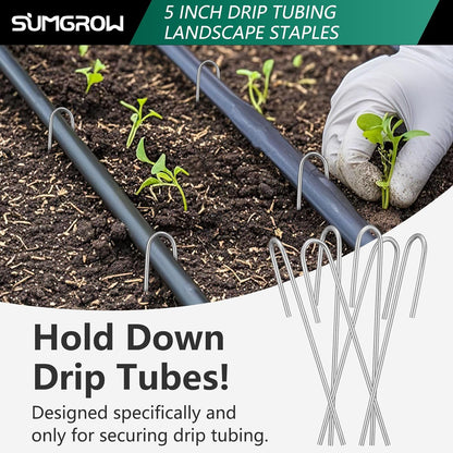 120 Pack Drip Irrigation Stakes for 1/4 or 1/8 Tubing, Metal Staples