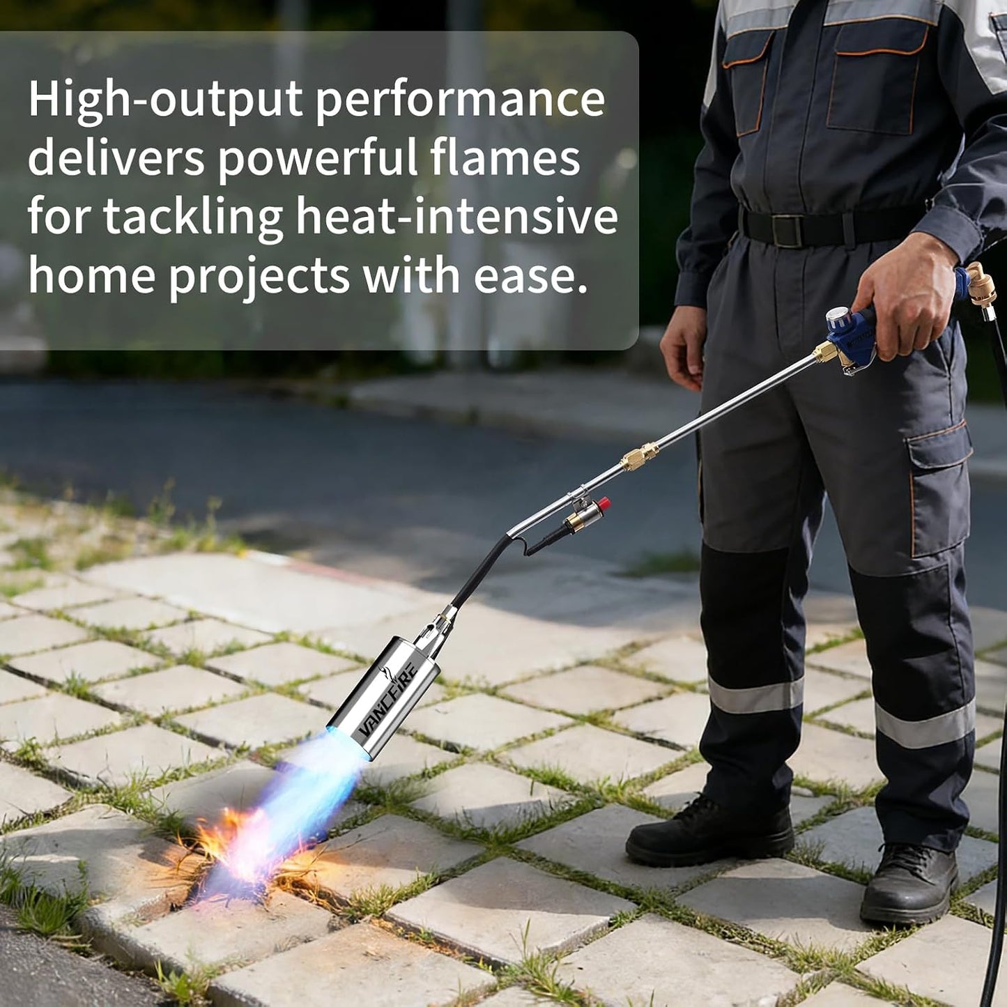 Propane Torch Weed Burner Kit with Storage Bag, High Output Blow Torch with Long/Short Mode & 12.5FT Hose, Heavy Duty Flamethrower with Turbo Trigger for Weeding, Roofing, Ice Snow Melting,BBQ(33.3")