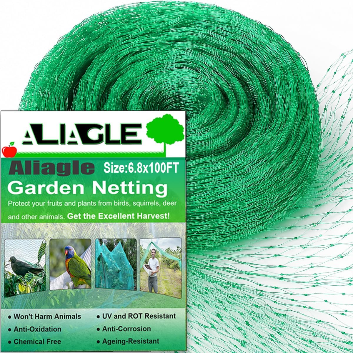 Garden Netting, 6.6 x 100 FT Bird Netting for Garden Plant Protection, Reusable Fine Mesh for Fruit Trees, Vegetable Plants, Blueberry Bushes, Raised Beds, Chicken Coop (6.6x100ft)