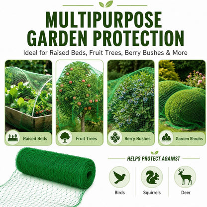 Garden Netting, 6.6 x 100 FT Bird Netting for Garden Plant Protection, Reusable Fine Mesh for Fruit Trees, Vegetable Plants, Blueberry Bushes, Raised Beds, Chicken Coop (6.6x100ft)