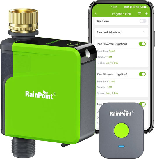 WiFi Hose Timer, Brass Inlet Smart Sprinkler Timer for Watering, WiFi Watering Timer for Garden Hose with Hub, APP & Voice Control, Automatic Irrigation System for Lawns and Yard