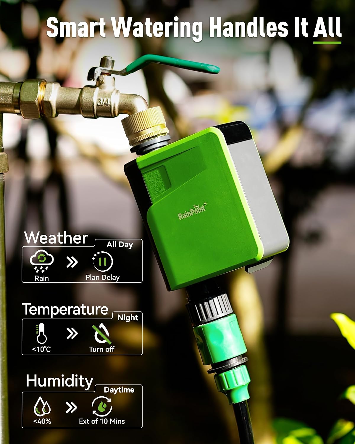 WiFi Hose Timer, Brass Inlet Smart Sprinkler Timer for Watering, WiFi Watering Timer for Garden Hose with Hub, APP & Voice Control, Automatic Irrigation System for Lawns and Yard
