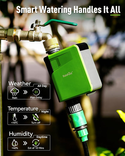 WiFi Hose Timer, Brass Inlet Smart Sprinkler Timer for Watering, WiFi Watering Timer for Garden Hose with Hub, APP & Voice Control, Automatic Irrigation System for Lawns and Yard