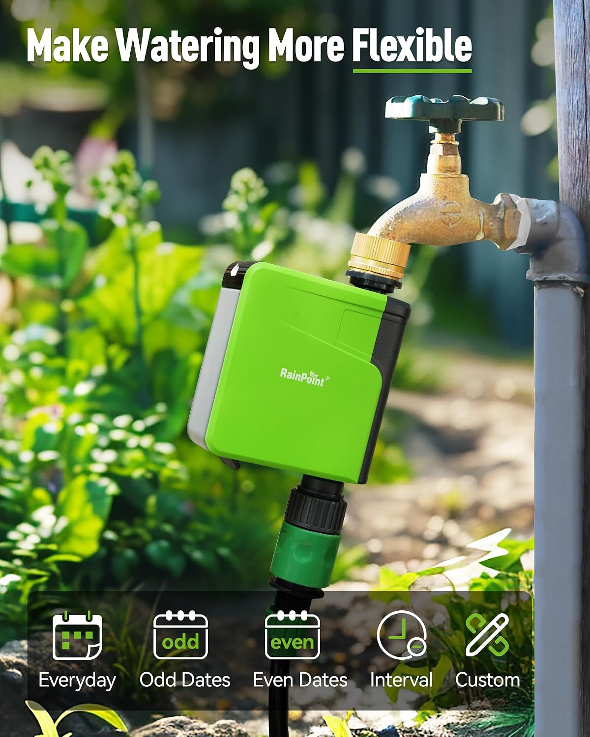 WiFi Hose Timer, Brass Inlet Smart Sprinkler Timer for Watering, WiFi Watering Timer for Garden Hose with Hub, APP & Voice Control, Automatic Irrigation System for Lawns and Yard