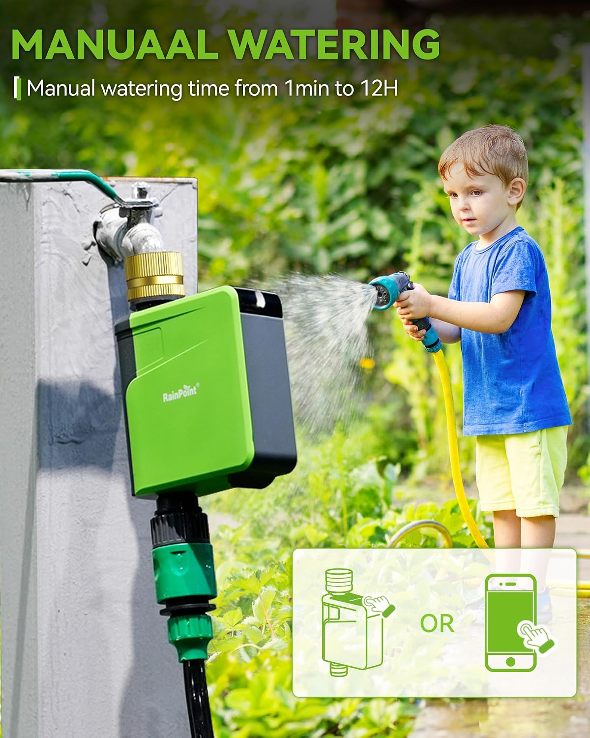 WiFi Hose Timer, Brass Inlet Smart Sprinkler Timer for Watering, WiFi Watering Timer for Garden Hose with Hub, APP & Voice Control, Automatic Irrigation System for Lawns and Yard