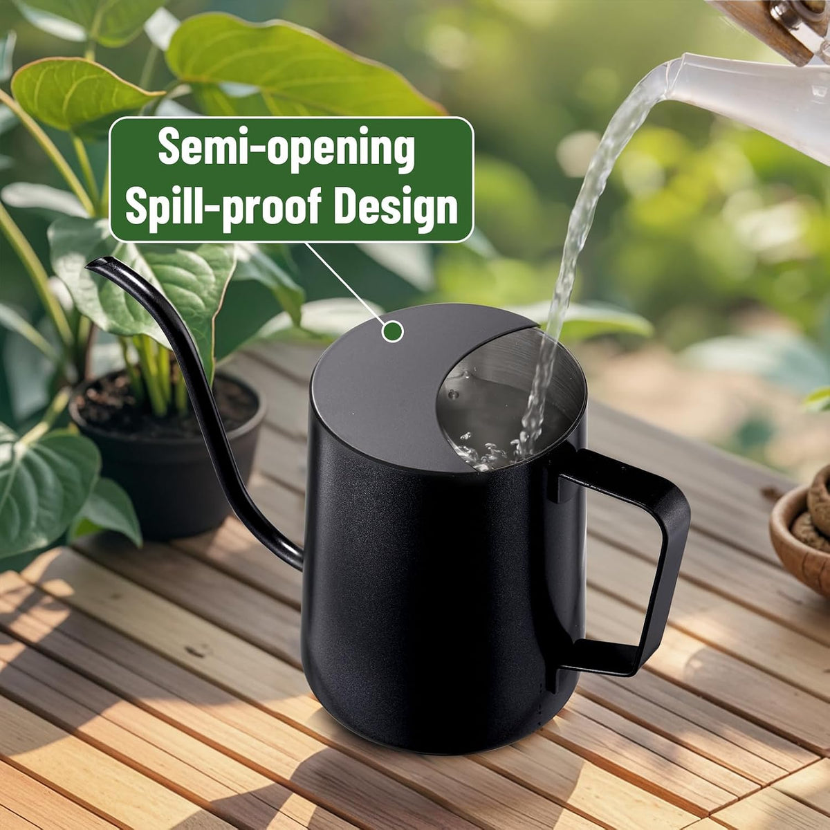 Watering Can Indoor Plants, Small Plant Watering Can, 12 oz, Black