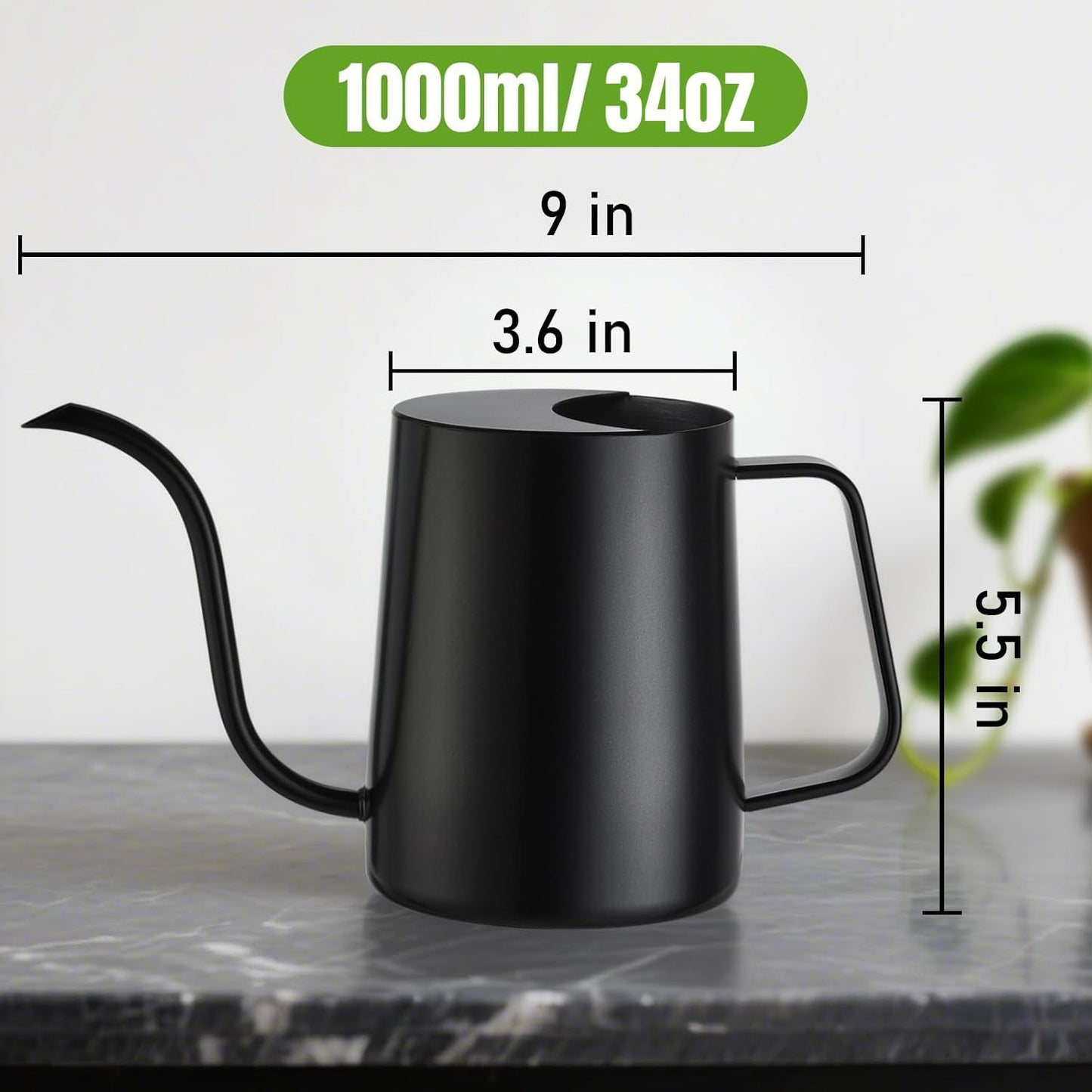 Watering Can Indoor Plants, Small Plant Watering Can, 12 oz, Black