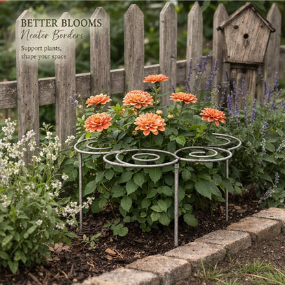 2Pcs Small Metal Plant Support Rings, Stackable Flower Grow Through Hoop, Garden Plant Cage Stake for Peony, Dahlia, Orchid, Indoor Potted Plants and Outdoor Garden Decoration
