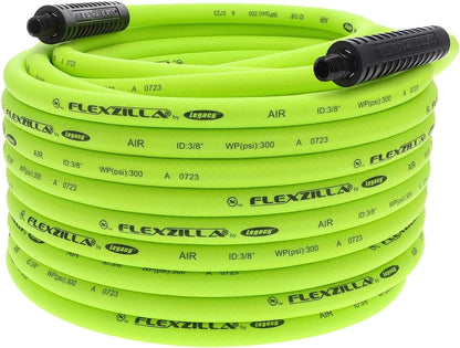 Air Compressor Hose, 3/8 in. x 100 ft., 1/4 in. MNPT Fittings, No-Kink, All Weather, Lightweight, Premium Hybrid Polymer, 300 PSI, ZillaGreen