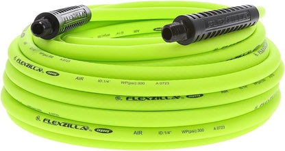 Air Compressor Hose, 3/8 in. x 100 ft., 1/4 in. MNPT Fittings, No-Kink, All Weather, Lightweight, Premium Hybrid Polymer, 300 PSI, ZillaGreen