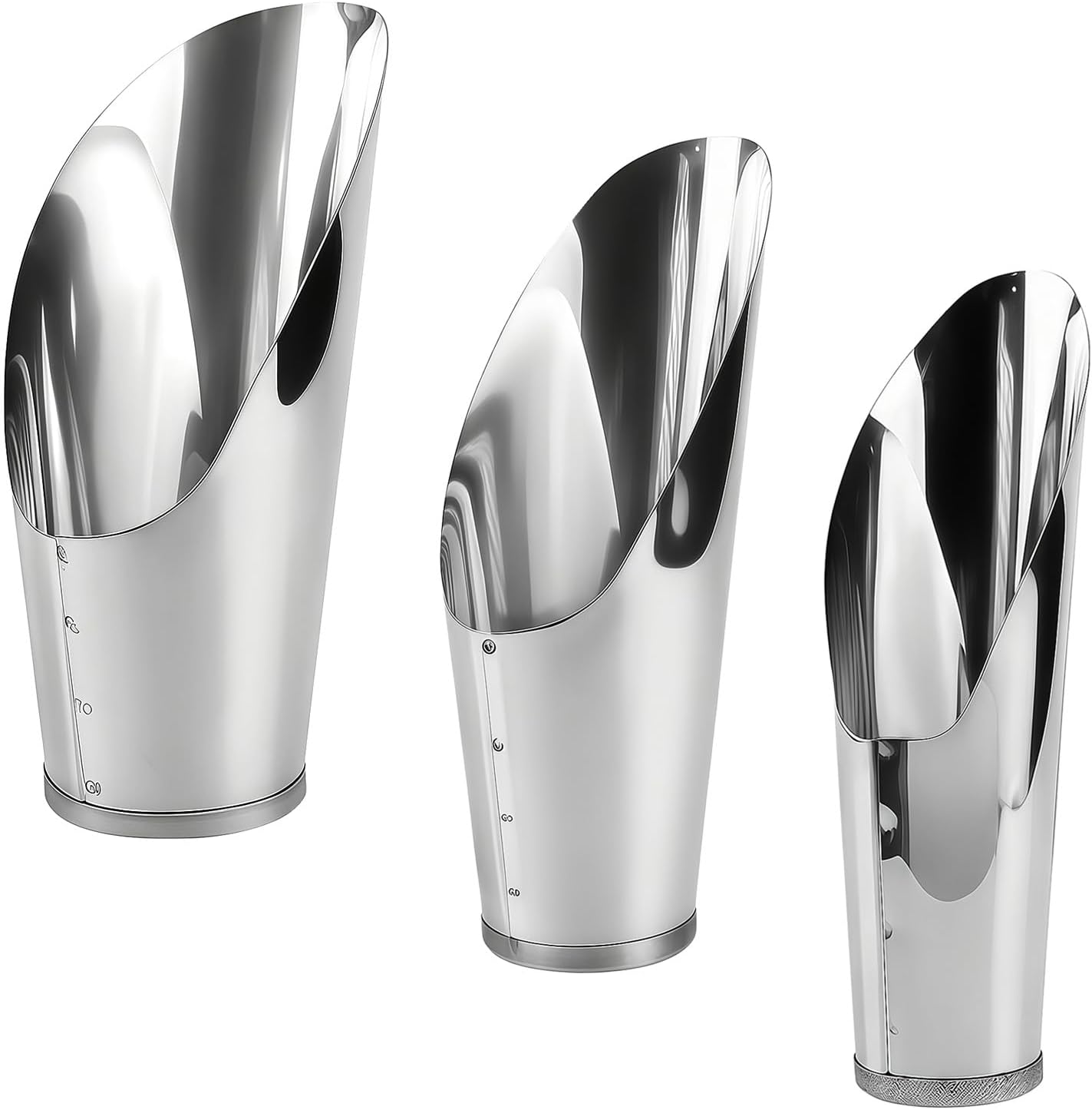 3Pcs Stainless Steel Soil Scoop Set - Bonsai Shovel Tools for Repotting, Succulent Planting, Gardening Small Metal Hand Spade Trowel (Silver)