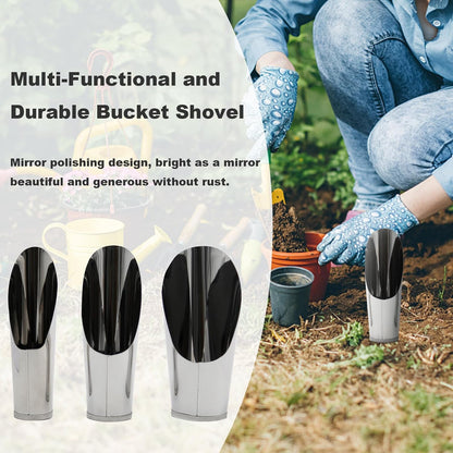 3 Pcs Succulent DIY Bonsai Plant Garden Tool for Digging Fertilizer Feed Scooper 3 Sizes Soil Scoops Soil Metal Spade Shovel Cup