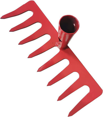 8 Teeth Mini Garden Rake Replacement Head for Kids Hard Metal Hand Rake Head Only NO Handle (Red)